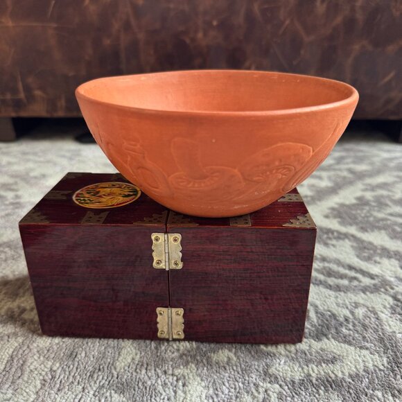 Two Vintage Gourmet Topf Terra Cotta Clay Bowls - Picture 6 of 8